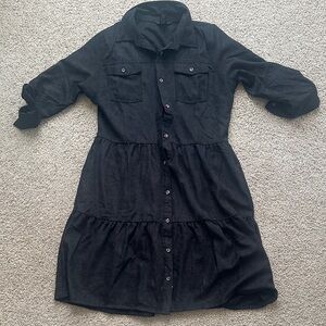 Elegant Black Button-Up Dress